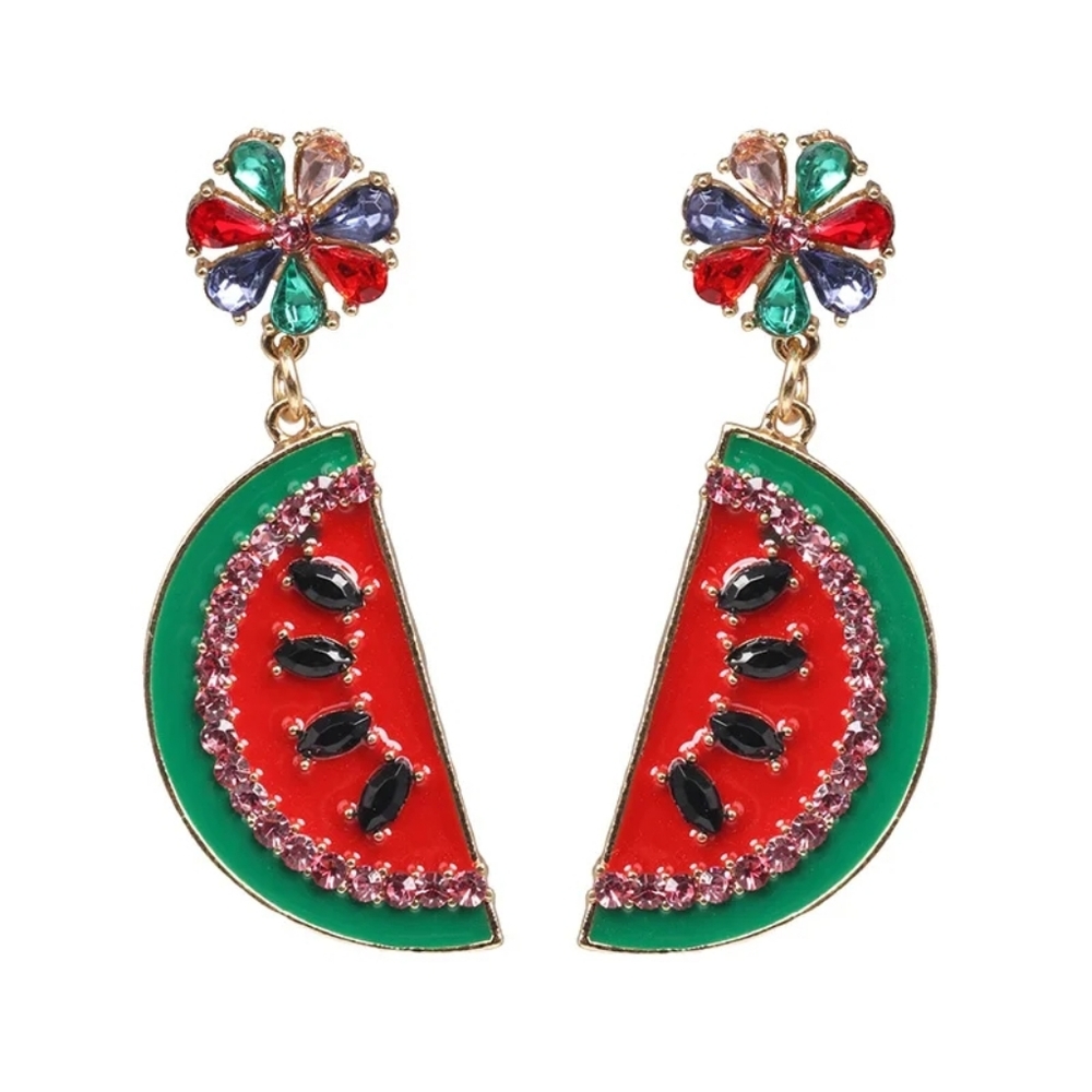 "Melon" Watermelon Fruit Earrings - Picture 9 of 14